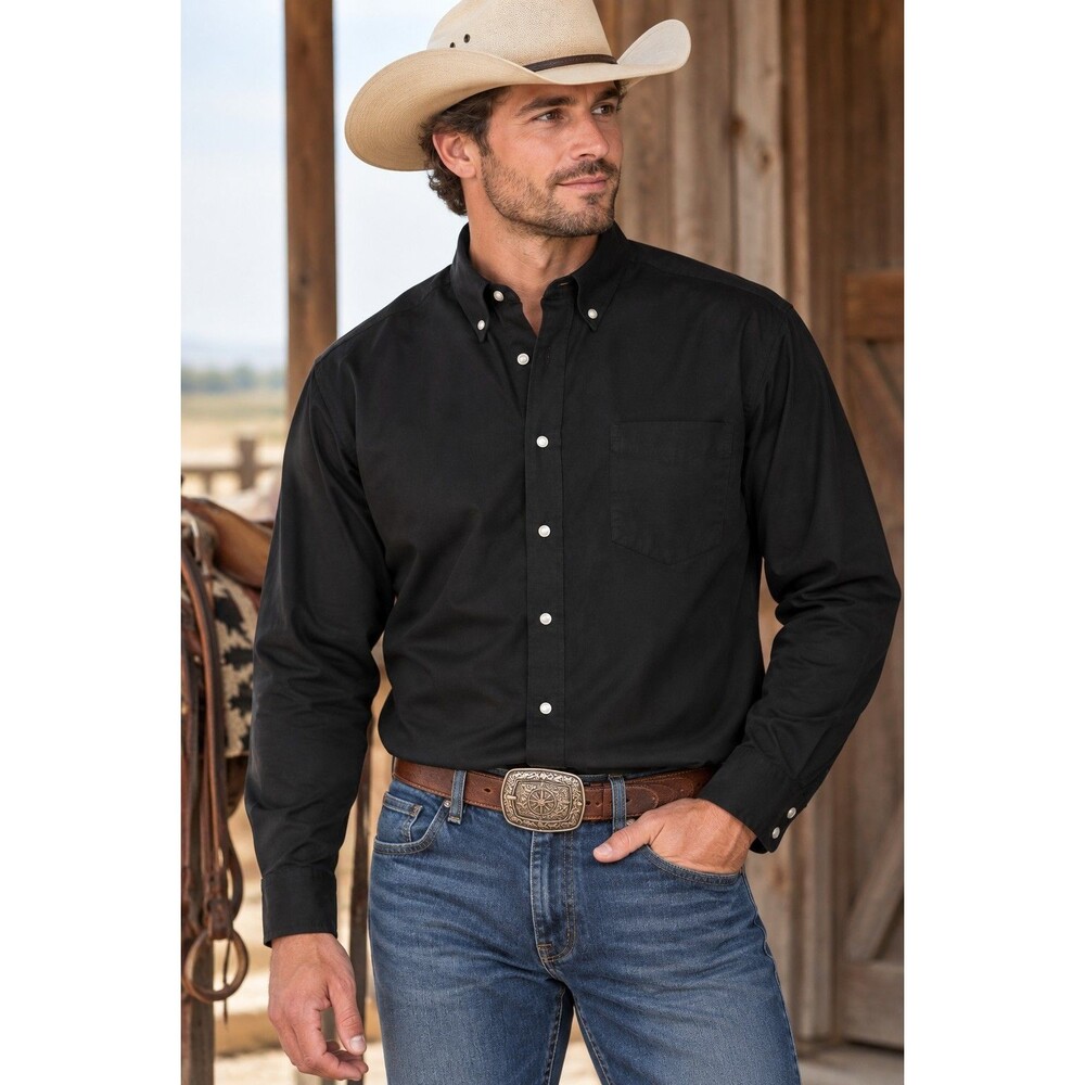 NWT Cactus Jeanswear Men’s Western Shirt Size M Black Button Front Rockabilly